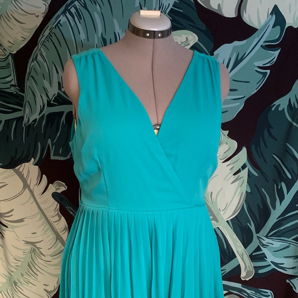 Teal pleated dress